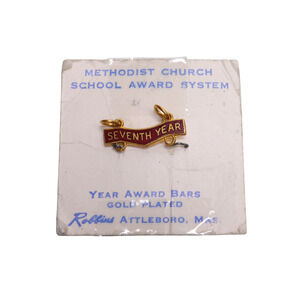 Seventh Year Methodist Church Gold Plated School Award Bar For Necklace -Robbins